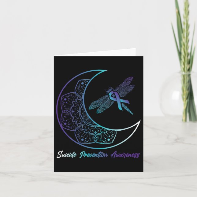 Suicide Depression Moon Dragonfly Prevention Aware Card (Front)