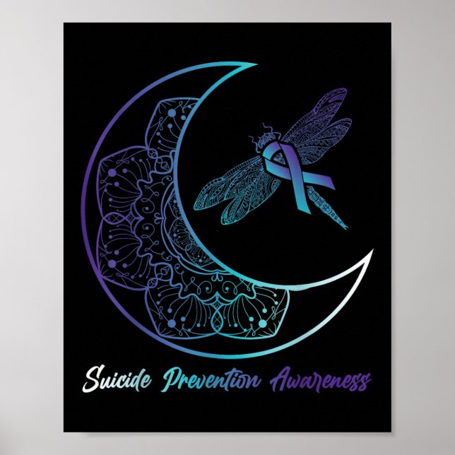 Suicide Depression Moon Dragonfly Prevention Aware Poster (Front)