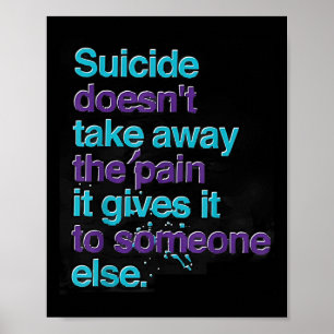 Suicide Doesnt Take Away The Pain Happy Awareness Poster