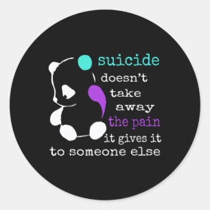 Suicide Pain Semicolon Gift Suicide Prevention Awa Classic Round Sticker