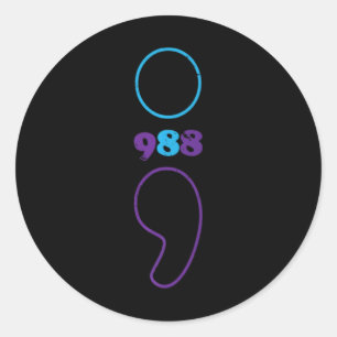Suicide Prevention 988 Comma Awareness Classic Round Sticker
