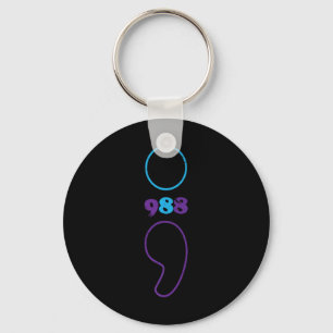 Suicide Prevention 988 Comma Awareness Key Ring