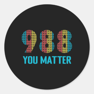 Suicide Prevention 988 Hotline 1 Classic Round Sticker