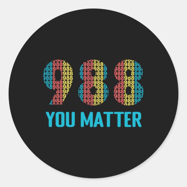 Suicide Prevention 988 Hotline 1  Classic Round Sticker (Front)