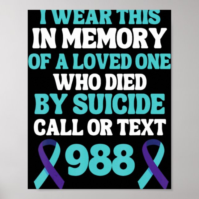Suicide Prevention 988 Hotline In Memory Of Loved  Poster (Front)