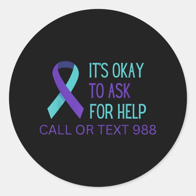 Suicide Prevention 988 Hotline Shirt 988 Suicide C Classic Round Sticker (Front)