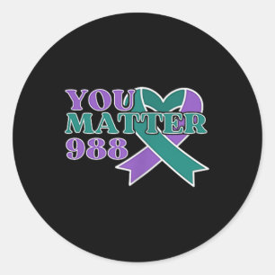 Suicide Prevention 988 You Pocket Design  Classic Round Sticker