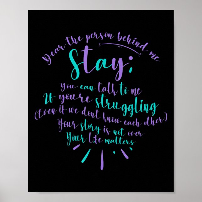 Suicide Prevention Advocate Person Behind The Caus Poster (Front)