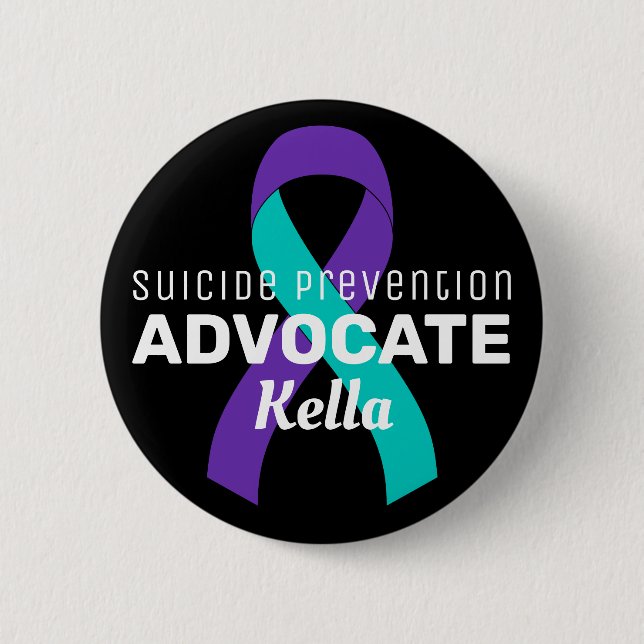 Suicide Prevention Advocate Ribbon Black Button (Front)