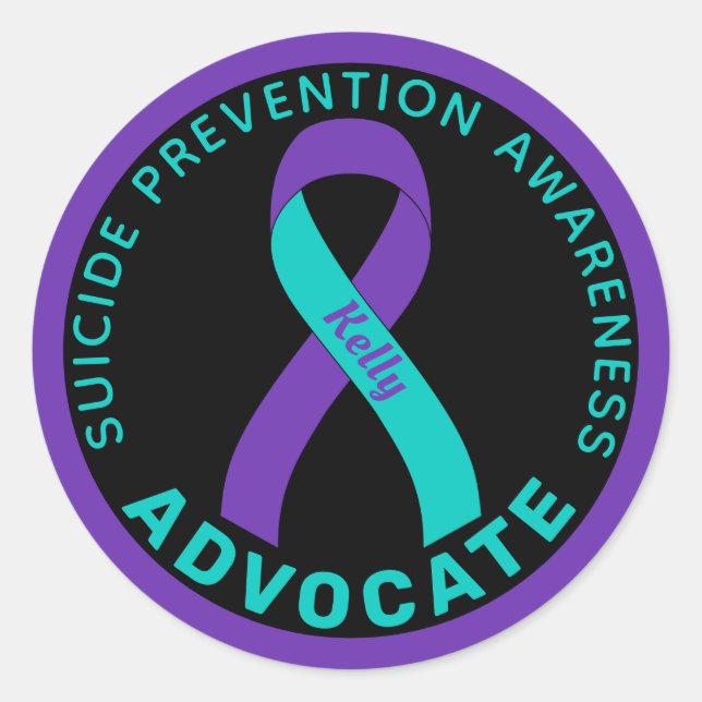 Suicide Prevention Advocate Ribbon Black Classic Round Sticker (Front)