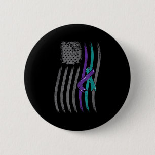 Suicide Prevention American Flag Purple Awareness 6 Cm Round Badge