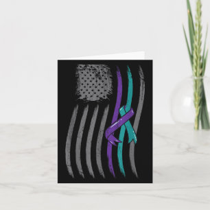 Suicide Prevention American Flag Purple Awareness Card