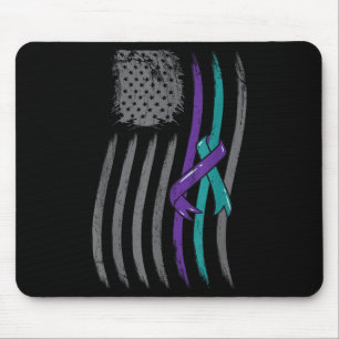 Suicide Prevention American Flag Purple Awareness Mouse Mat
