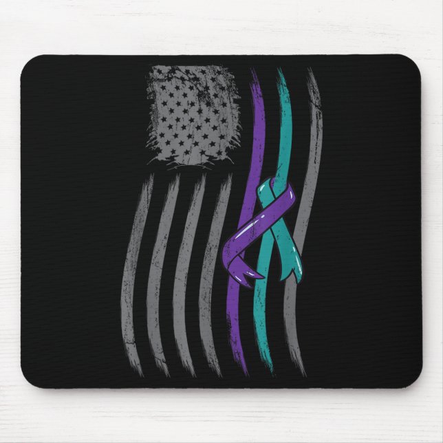 Suicide Prevention American Flag Purple Awareness  Mouse Mat (Front)