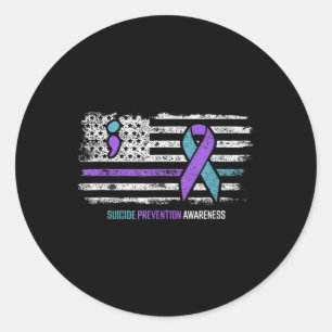 Suicide Prevention American Flag Suicide Awareness Classic Round Sticker