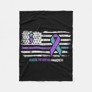 Suicide Prevention American Flag Suicide Awareness Fleece Blanket