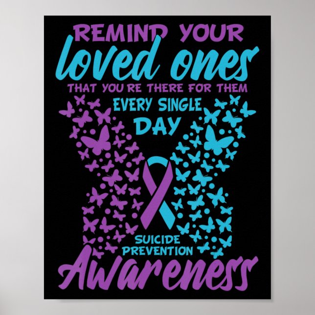 Suicide Prevention and Awareness Suicide Ribbon Te Poster (Front)