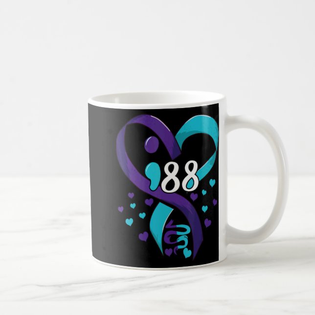 Suicide Prevention Awareness 988 Heart Teal And Pu Coffee Mug (Right)