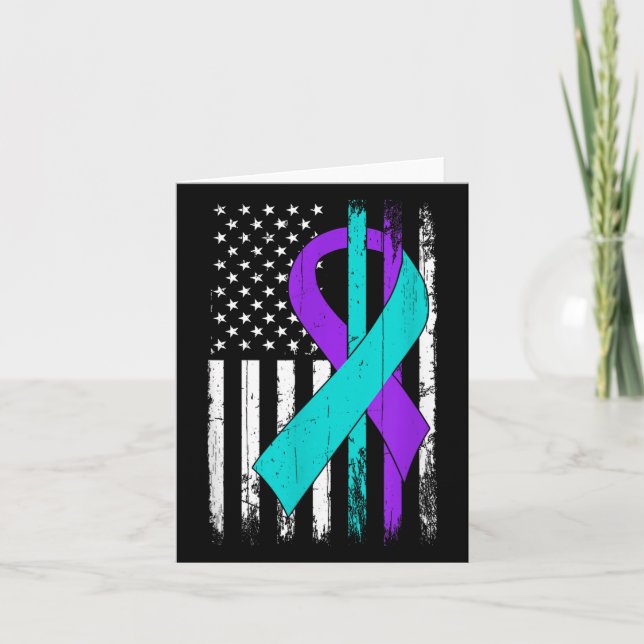 Suicide Prevention Awareness American Flag  Card (Front)