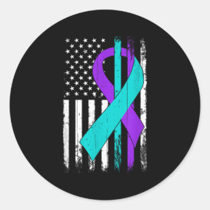 Suicide Prevention Awareness American Flag  Classic Round Sticker