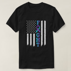 Suicide Prevention Awareness American Flag Distres T-Shirt