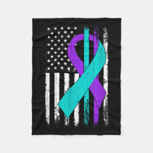 Suicide Prevention Awareness American Flag Fleece Blanket