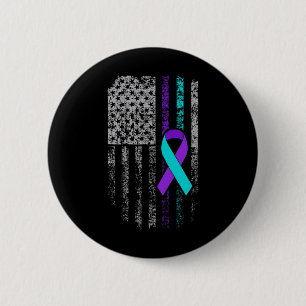 Suicide Prevention Awareness American Flag Ribbon  6 Cm Round Badge