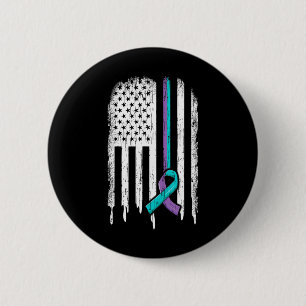 Suicide Prevention Awareness American Flag Ribbon  6 Cm Round Badge