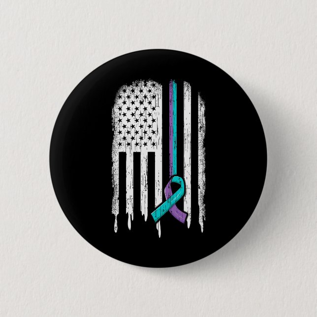 Suicide Prevention Awareness American Flag Ribbon  6 Cm Round Badge (Front)