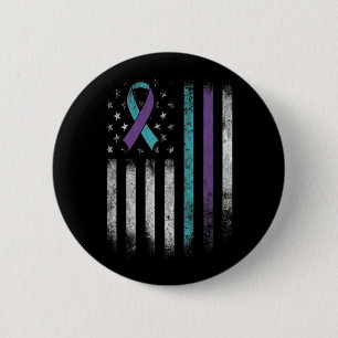 Suicide Prevention Awareness American Flag Ribbon 6 Cm Round Badge