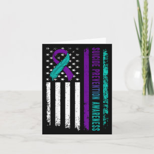 Suicide Prevention Awareness American Flag Ribbon Card
