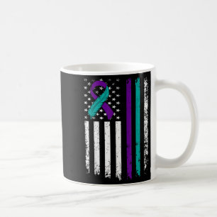 Suicide Prevention Awareness American Flag Ribbon  Coffee Mug