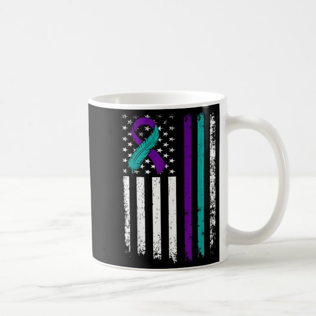 Suicide Prevention Awareness American Flag Ribbon  Coffee Mug (Right)