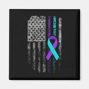 Suicide Prevention Awareness American Flag Ribbon  Magnet