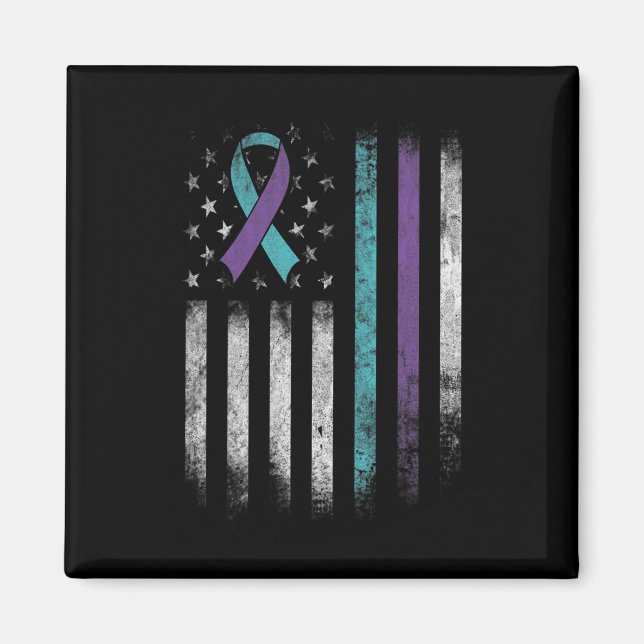 Suicide Prevention Awareness American Flag Ribbon  Magnet (Front)