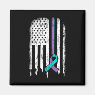 Suicide Prevention Awareness American Flag Ribbon  Magnet