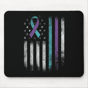 Suicide Prevention Awareness American Flag Ribbon Mouse Mat