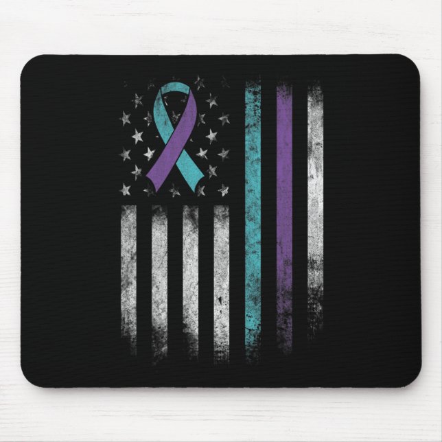 Suicide Prevention Awareness American Flag Ribbon  Mouse Mat (Front)