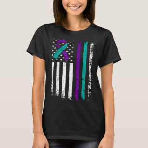 Suicide Prevention Awareness American Flag Ribbon T-Shirt