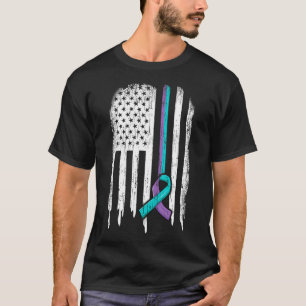 Suicide Prevention Awareness American Flag Ribbon T-Shirt
