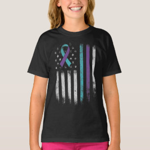 Suicide Prevention Awareness American Flag Ribbon  T-Shirt