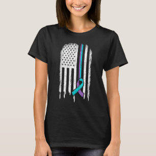 Suicide Prevention Awareness American Flag Ribbon  T-Shirt