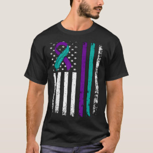 Suicide Prevention Awareness American Flag Ribbon  T-Shirt