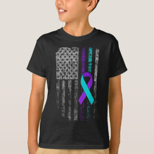 Suicide Prevention Awareness American Flag Ribbon T-Shirt