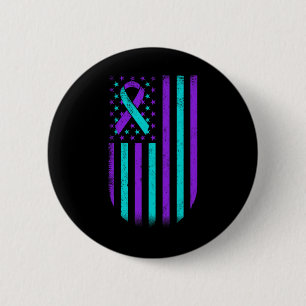 Suicide Prevention Awareness American Flag Support 6 Cm Round Badge