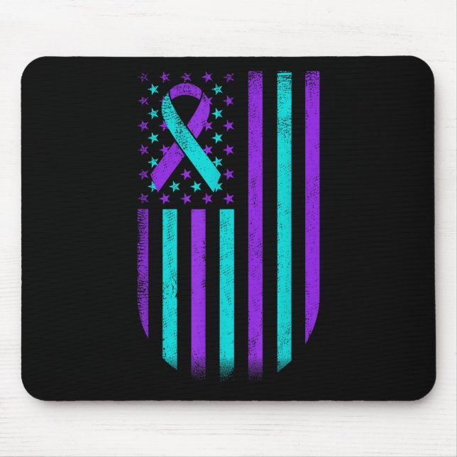 Suicide Prevention Awareness American Flag Support Mouse Mat (Front)