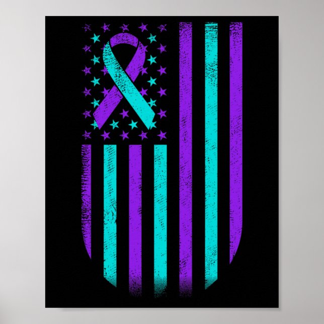 Suicide Prevention Awareness American Flag Support Poster (Front)