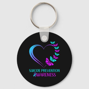 Suicide Prevention Awareness Butterfly Heart Ribbo Key Ring