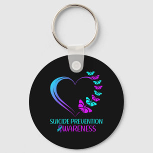 Suicide Prevention Awareness Butterfly Heart Ribbo Key Ring