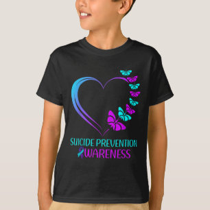 Suicide Prevention Awareness Butterfly Heart Ribbo T-Shirt